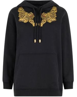 Roberto Cavalli Sweatshirt With Tiger Embroidery - Black
