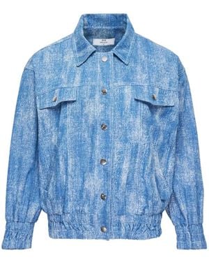 KENZIE KLAMBIE Elasticated-Hem Denim Jacket - Blue
