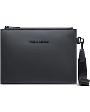 Piquadro Water-Resistant Rubberized Clutch Bag - Black