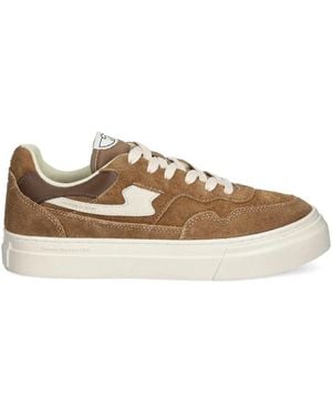 Stepney Workers Club Pearl S-Strike Suede Panelled Trainers - Brown