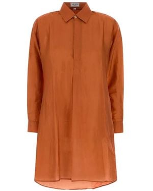 THE ROSE IBIZA Reynal Silk Shirt Mini Dress - Orange