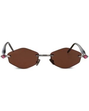 Kuboraum Occhiali Da Sole Geometrici H60 A Mascherina - Marrone