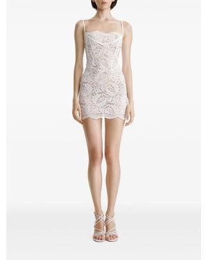 2310 STUDIO Vestido Corto Con Encaje Y Detalle De Corsé - Blanco
