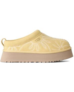 UGG Tazz Botanic Embroidered Platform Mules - Natural