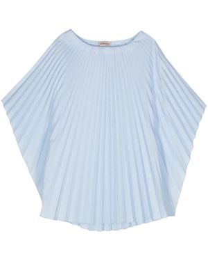 Blanca Vita Boat-Neck Pleated Blouse - Blue