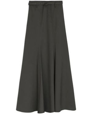 Alysi Belted Midi Skirt - Grey