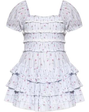 LoveShackFancy フローラル スモックドレス - ホワイト