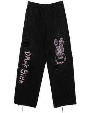 Kidill Graphic-Print Distressed Track Pants - Black