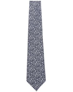 Kiton Floral-Print Tie - White