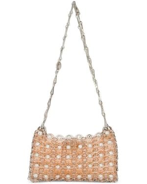 Rabanne Mini Sac Porté Épaule Nano 1969 À Ornements De Cristaux - Natural