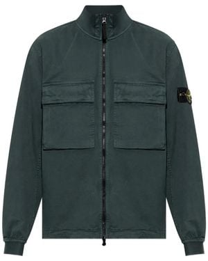 Stone Island 1200024 Stretch Organic Broken Twill Cotton Old Effect Overshirt - Green