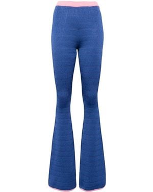 Bally Patterned-Jacquard Flared Trousers - Blue