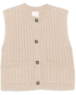 Allude Cable-Knit Button-Up Cardigan - Natural