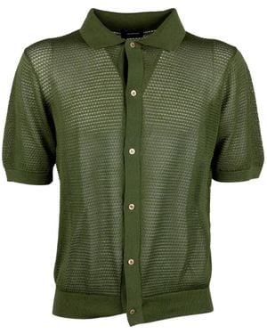 Tagliatore Open-Knit Short-Sleeved Shirt - Green