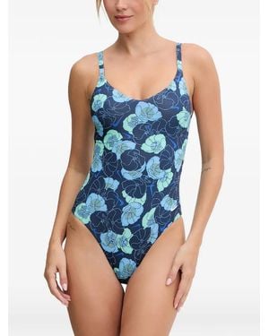 Nike Floral-Print Swimsuit - Blue