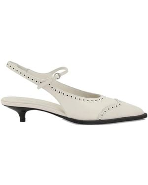 Miu Miu Slingback Leather Court Shoes - White