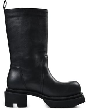 Rick Owens Bogun Leather Biker Boots - Black