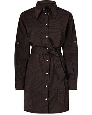 Pinko Animal-Print Belted Midi Dress - Black