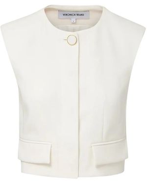 Veronica Beard Chaleco Cliffwood con bolsillo de solapa - Blanco