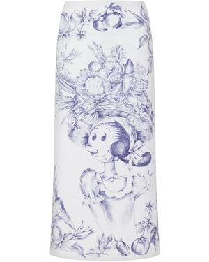 Moschino Graphic-Print Midi Skirt - White