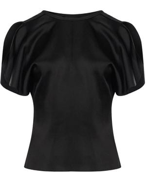 Victoria Beckham Bela Cut-Out Flutter-Sleeve Top - Black