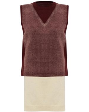 Maison Margiela Layered-Effect Knitted Vest - Purple