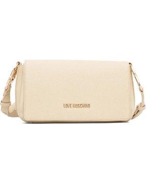 Love Moschino Logo-Plaque Shoulder Bag - Natural