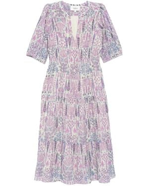 Ba&sh Panissa Midikleid mit Puffärmeln - Lila