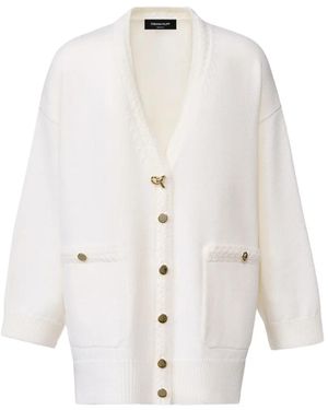 Fabiana Filippi Braid-Trimmed V-Neck Cardigan - White