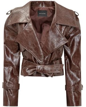 ACTUALEE Cappotto Con Effetto Coccodrillo - Marrone