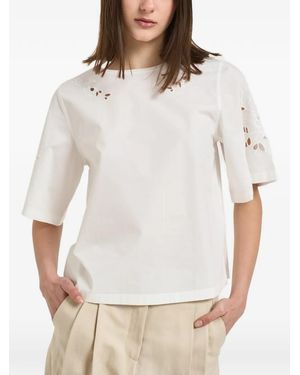 Weekend by Maxmara Broderie-Anglaise Short-Sleeve Cotton T-Shirt - White