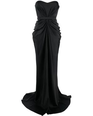 Ana Radu Ruched Strapless Gown - Black
