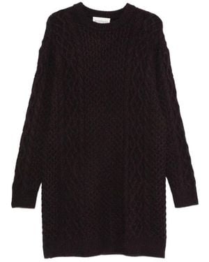 Bompard Langärmeliger Pullover Mit Zopfmuster - Schwarz