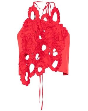 Litkovskaya Cut-Out Floral-Lace Top - Red