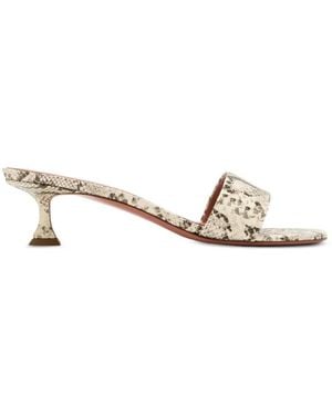 AMINA MUADDI Andreea Snake-Print Leather Mules - Natural