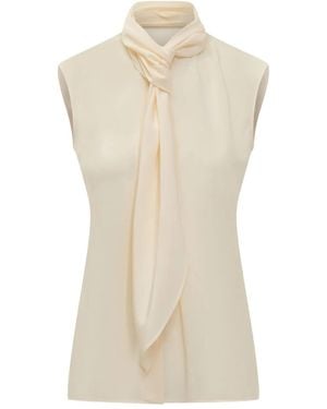 Alberta Ferretti Neck-Tie Sleeveless Shirt - Natural