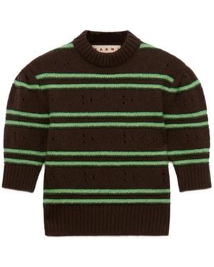 Marni Striped Perforated Jumper - Green