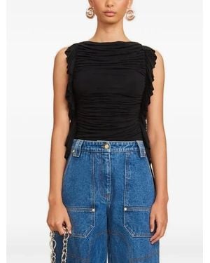 Cult Gaia Nakia Gathered Ruffled Top - Black