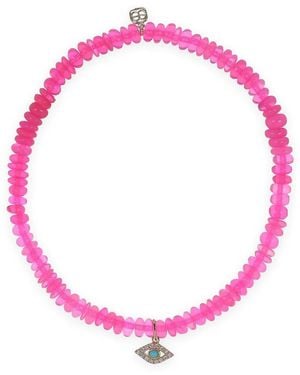 Sydney Evan Multi-Stone Evil-Eye-Charm Bracelet - Pink