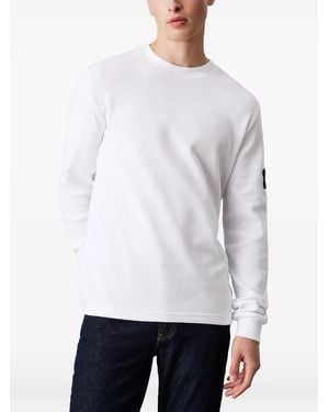 Calvin Klein Long Sleeve Logo Patch T-Shirt - White