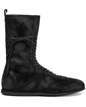 Ann Demeulemeester Fides Lace-Up Suede Sneakers - Black