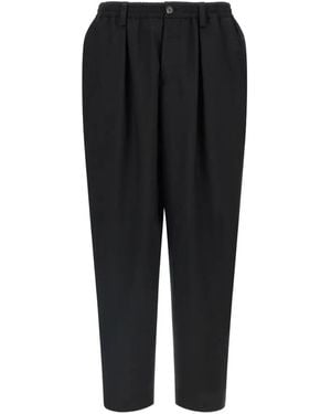 Marni Cropped Pleated Trousers - Black