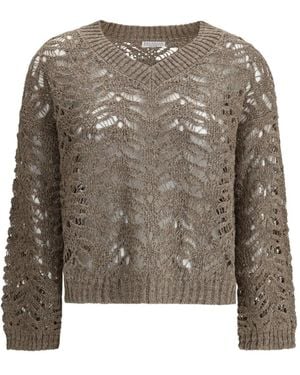 Brunello Cucinelli オープンニット セーター - ブラウン