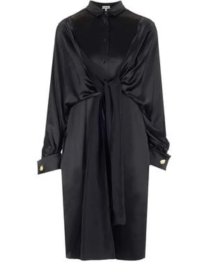 Loewe Knot-Tie Midi Dress - Black