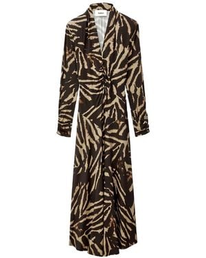 Ba&sh Zahira Animal-Print Maxi Dress - White