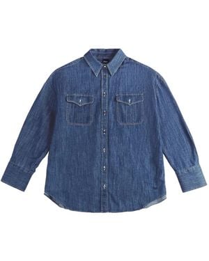 Fay Logo-Embroidered Chest-Pockets Shirt - Bleu