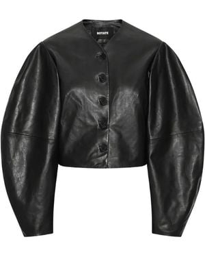 ROTATE BIRGER CHRISTENSEN Solid V Neck Jacket - Black