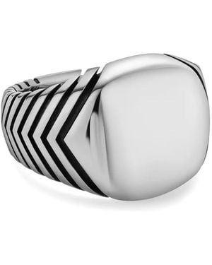 David Yurman Sterling Chevron Signet Ring - White