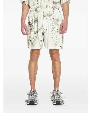 Balenciaga Elastic-Waist Print Pyjamas Shorts - Natural