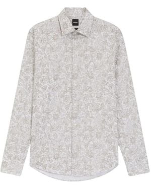 BOSS Camisa Con Motivo Floral - Blanco